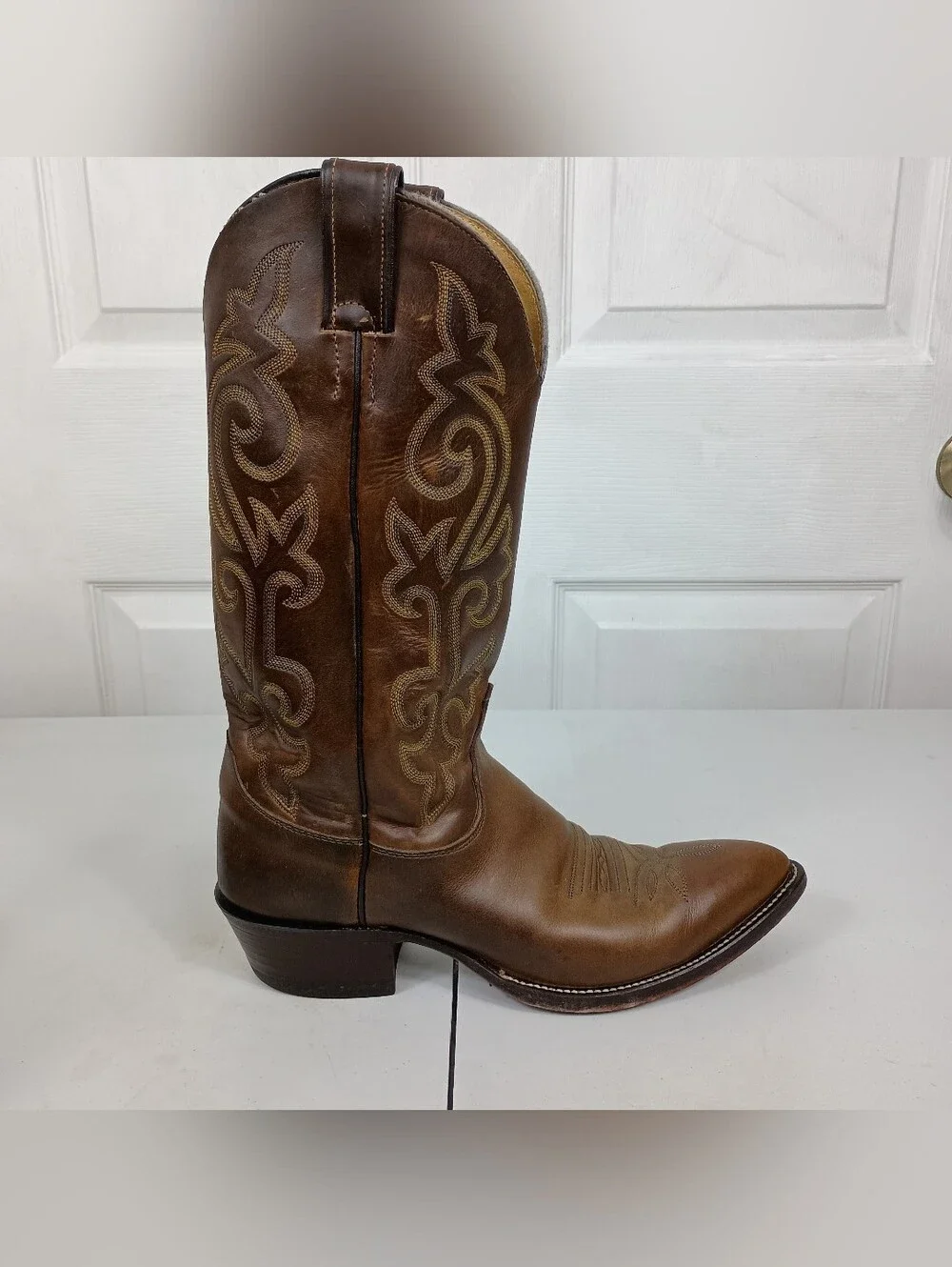 Justin Cowboy Boots 8D Mens Brown Leather Western Classic 13